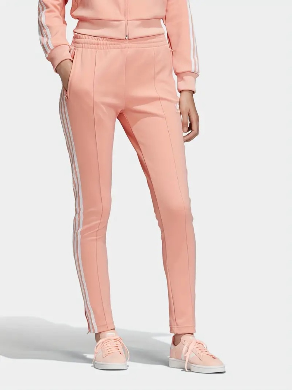 adidas Women’s Peach Track Joggers Pink Rose with White Side Stripes